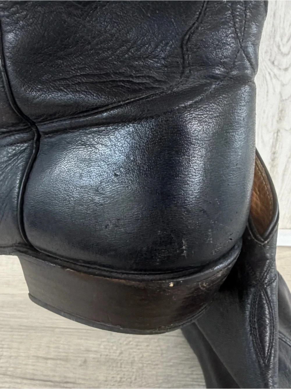 Vintage Anderson Bean Cowboy Boots Men Size 13 Black Leather Western Pointed Toe
